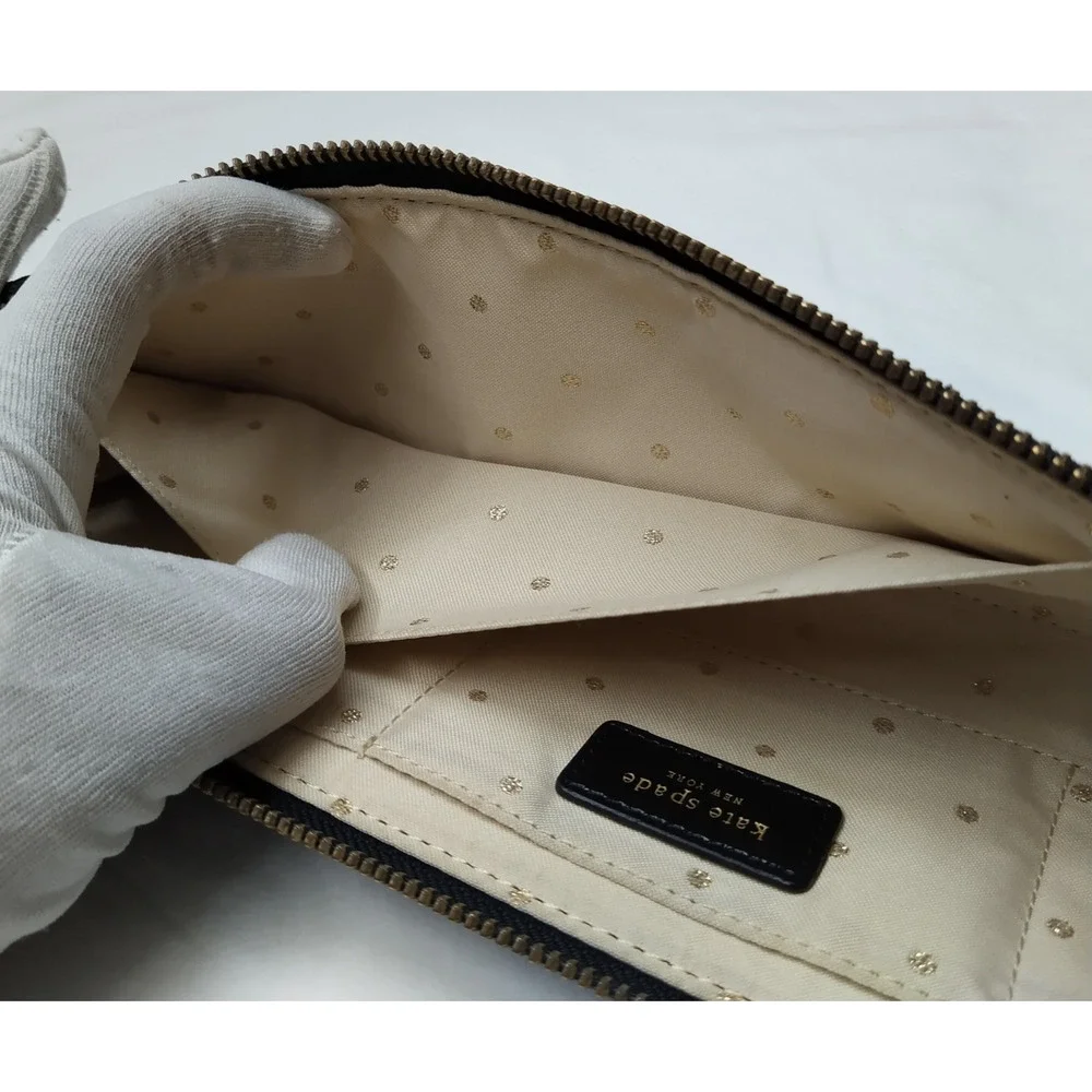 Kate Spade New York Black Canvas Zip Around Evening Clutch Long Wallet